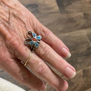 Elegant Silver Butterfly Ring with Blue Accents sterling silver